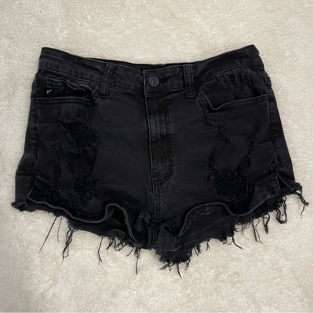 Kancan Jean Shorts Size W9/28 Distressed Black